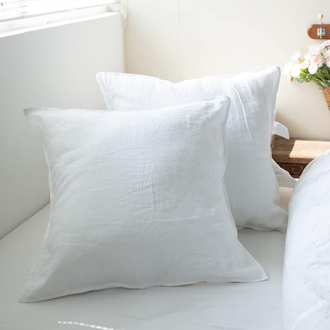 Simple&Opulence 100% Washed Linen Euro Shams 26'' x 26'' Pack of 2, Basic Style by SimpleOpulence
