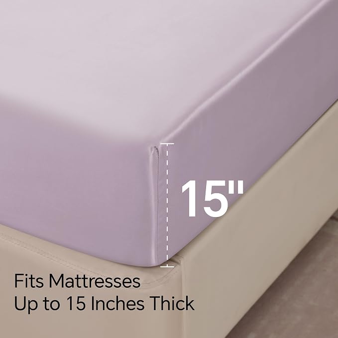 BEDELITE Satin Sheets Twin Size Bed Set, Luxury Soft Lavender Silky Sheets - Image 6