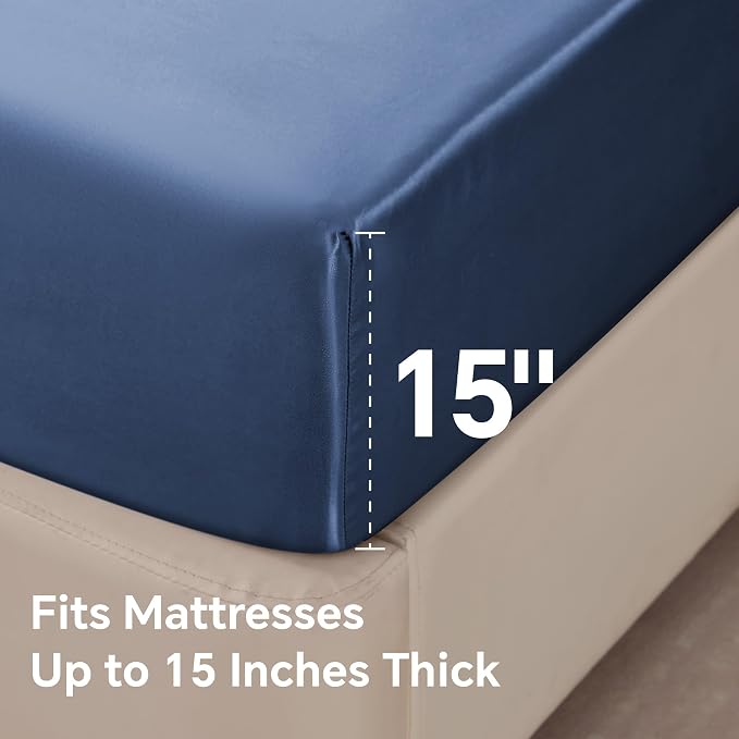 BEDELITE Satin Fitted Sheet and Pillowcases Set, Luxury Soft Similar to Silk - Image 5