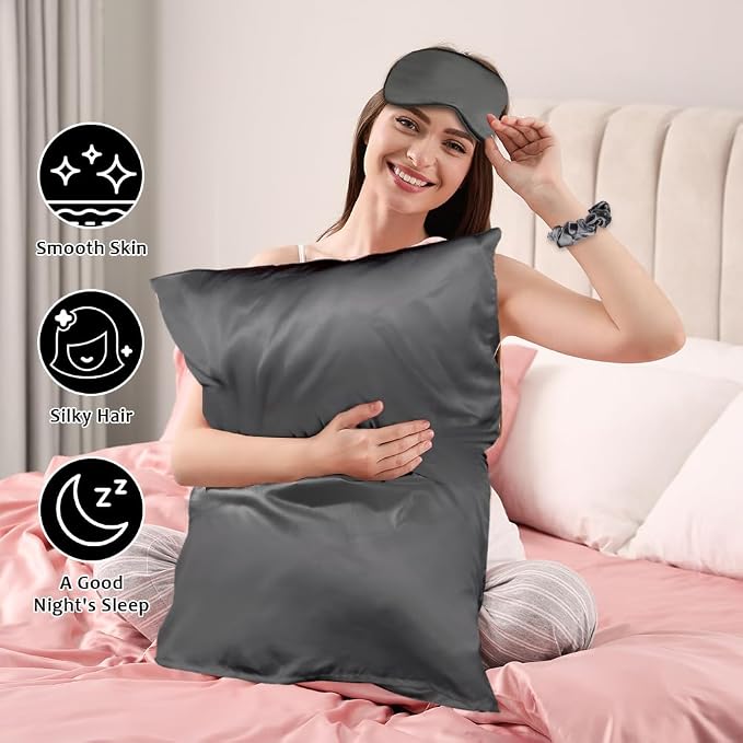 AUAUY 2 Pack Satin Silk Pillowcase, 19.69x31.50in Silk Pillowcases - Image 5