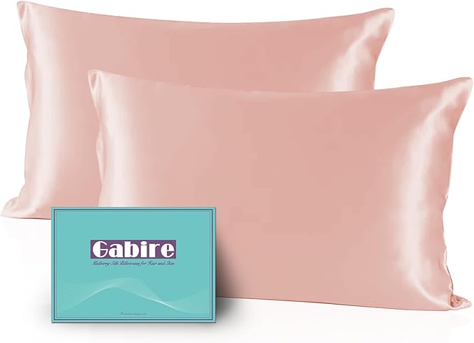 Gabire Mulberry Silk Pillow Cases Set of 2, Both Sides Real Silk Pillowcases by MulberrySilkPillowcases