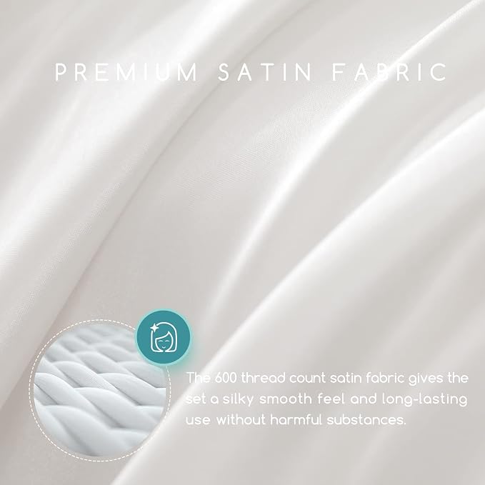 MR&HM Satin Bed Sheets, Queen Size Sheets Set - Image 2
