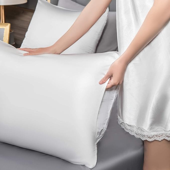 Mulberry Silk Pillowcase for Hair and Skin, Queen Size Cooling Silk Pillow Case - Image 6