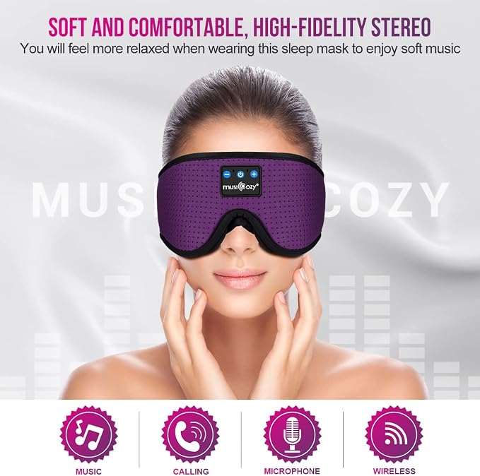 MUSICOZY 3D Bluetooth 5.4 Sleep Headphones, Breathable Wireless Music Eye Mask - Image 2
