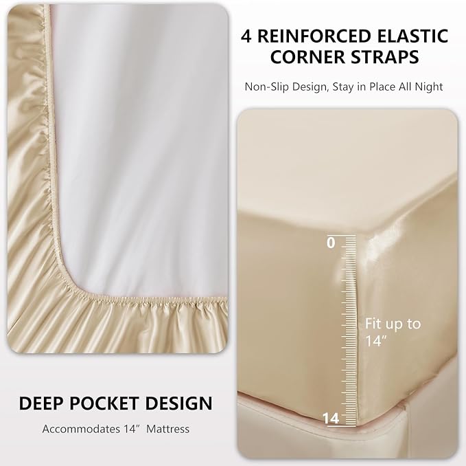 CozyLux Satin Sheets King Size Sheet Set - Image 4