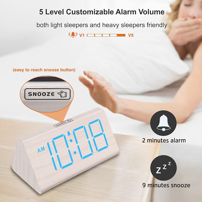 DreamSky Wooden Digital Alarm Clocks - Image 5