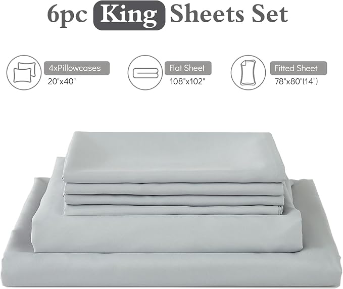 ILAVANDE King Size Sheets Set 6 Piece, Hotel Luxury Super Soft 1800 Series - Image 7