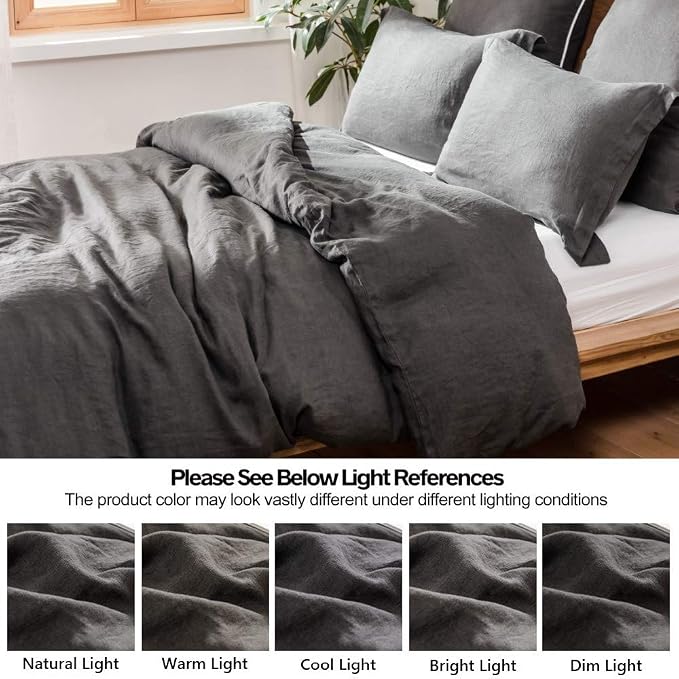 Simple&Opulence 100% Linen Duvet Cover Set 3pcs Basic Style Natural French - Image 6