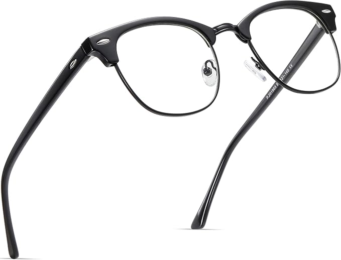 Blue Light Blocking Glasses Retro Semi Rimless UV400 Clear Lens Computer Eyewear by AOMASTE