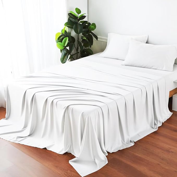 Bamboo Viscose Flat Sheets Only, 400 Thread Count Sateen Weave TwinXL Size Flat - Image 7