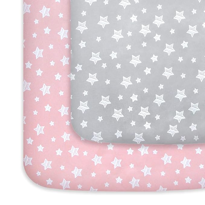 Pack and Play Sheets Girl, Mini Crib Sheets, Stretchy Pack n Play Playard by Moonsea