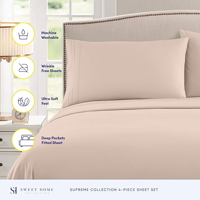 Twin XL Sheets - Breathable Luxury Sheets - 1800 Supreme Collection Extra Soft - Image 2
