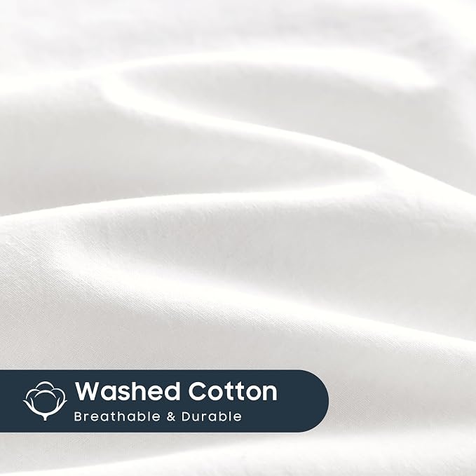Wake In Cloud - Cotton Duvet Cover Set, King Size, 100% Washed Cotton, Linen - Image 6