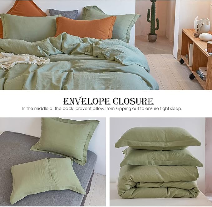 Simple&Opulence 100% Linen Duvet Cover Set 3pcs Basic Style Natural French - Image 4