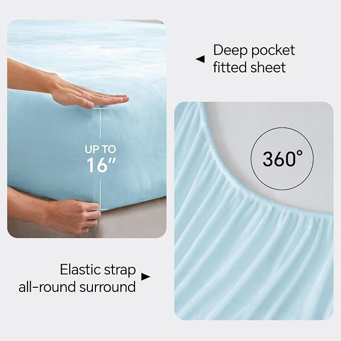 BEDELITE Flannel Sheets Queen Size Blue - Image 4