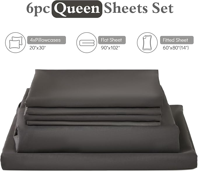 ILAVANDE Queen Sheets Set 6 Piece, Hotel Luxury Super Soft 1800 Series - Image 7