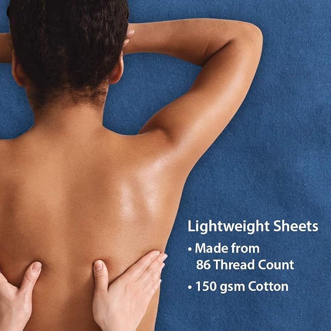 ForPro Premium Flannel 3-Piece Massage Sheet Set, Ocean Blue - Image 6