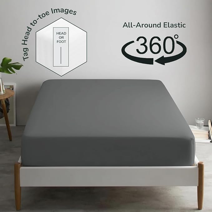 Feather & Stitch Fitted Bottom Sheet Only King Size 500 TC-1 Piece 100% Cotton - Image 4