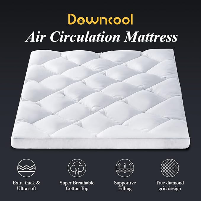 DOWNCOOL 3 Inch Full Mattress Topper, Ultra Thick and Fluffy Supportive Memory - Image 3