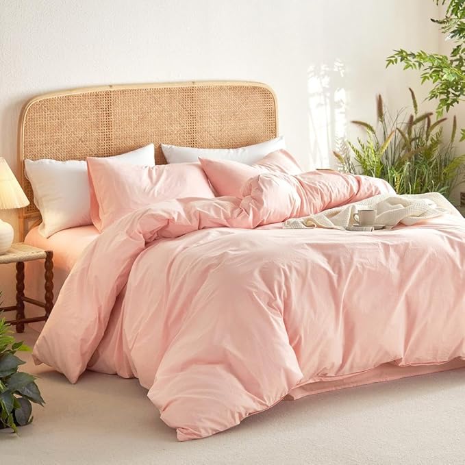 Wake In Cloud - Cotton Duvet Cover Set, Full Size, 100% Washed Cotton, Linen - Image 3