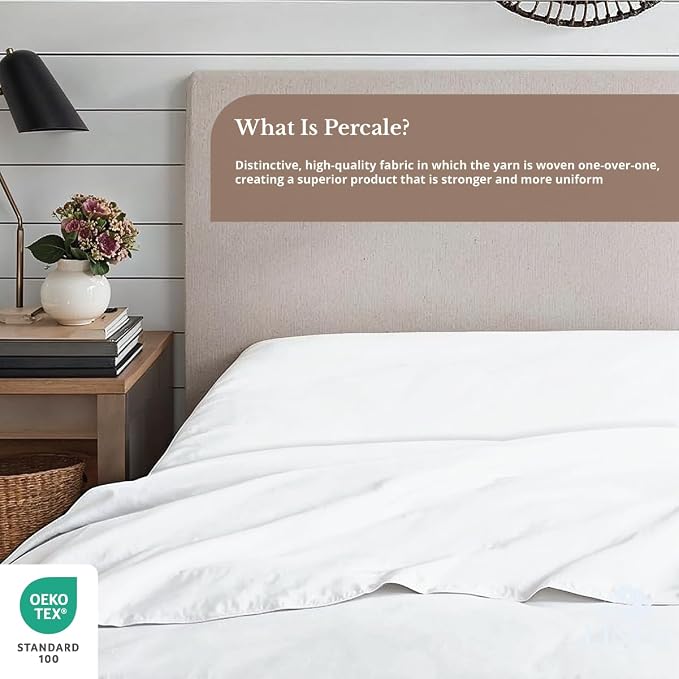 Linen Home 100% Cotton Percale 1 Flat Sheet, Queen Size - Image 4