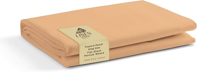 Linen Home 100% Cotton Percale 1 Flat Sheet, King Size by LINENHOME