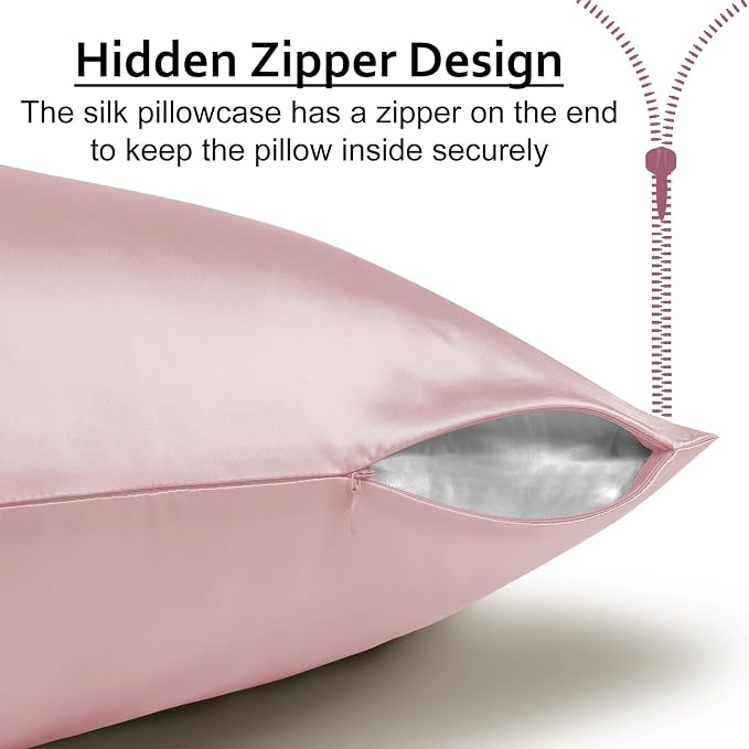 Ravmix Silk Pillow Cases with Zipper, 21momme Mulberry Silk Pillowcase - Image 6