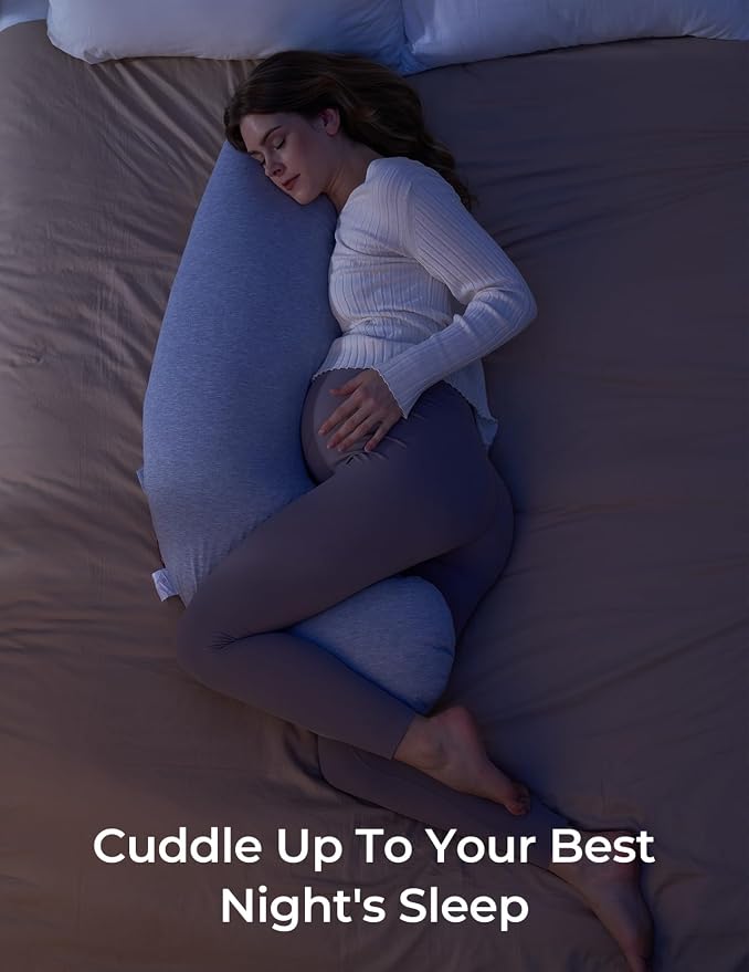 Momcozy Pregnancy Pillows for Side Sleeping, J Shaped Maternity Body Pillow for - Image 10