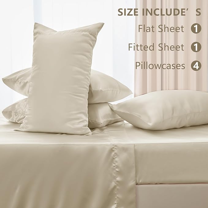 CozyLux Satin Sheets Queen Size Bed Set - Image 6