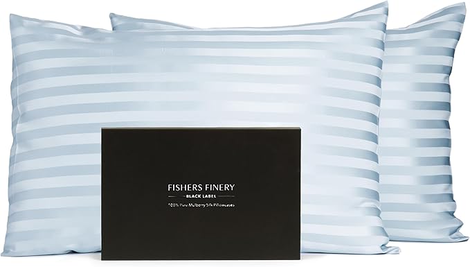 Fishers Finery 30mm 100% Pure Mulberry Silk Pillowcase Set, Quality Tested by FishersFinery