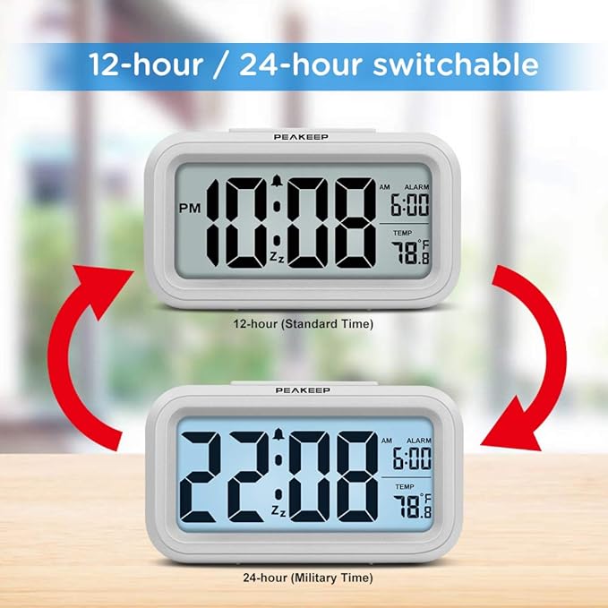 Peakeep Night Light Digital Alarm Clock Battery Operated - Image 5