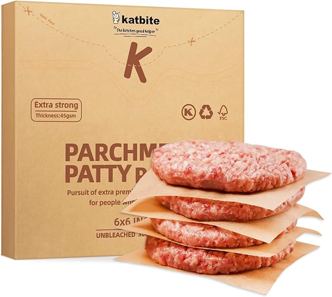 Katbite 300Pcs 6x6 Inches Patty Paper, Burger Patty Paper, Unbleached Parchment by katbite