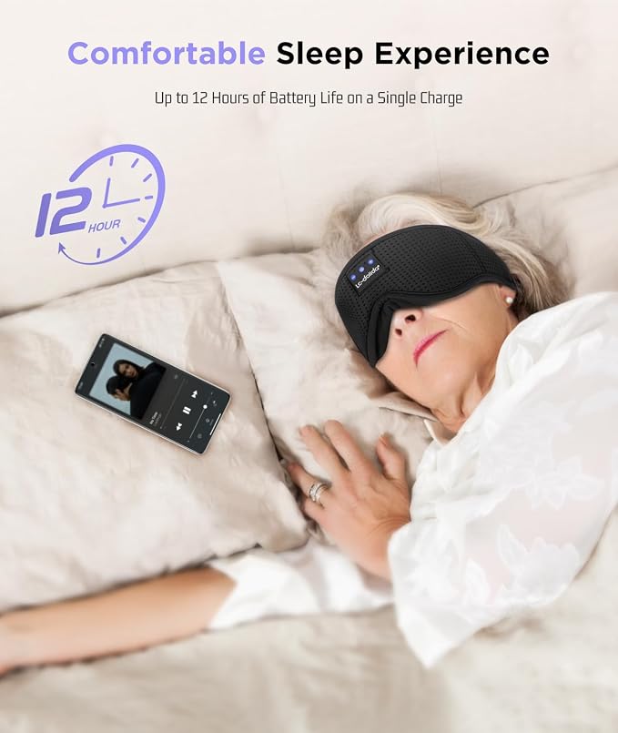 LC-dolida Sleep Mask Bluetooth Headphones Weighted Sleeping Mask 3D Eye Mask - Image 7