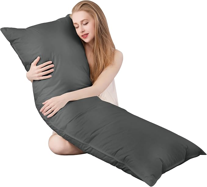 Goose Down Body Pillows for Adults, Large Body Pillow for Side Sleeper by Bildenly