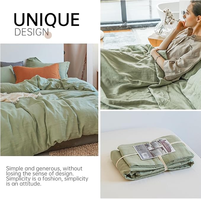 Simple&Opulence 100% Linen Duvet Cover Set 2pcs Basic Style Natural French - Image 5
