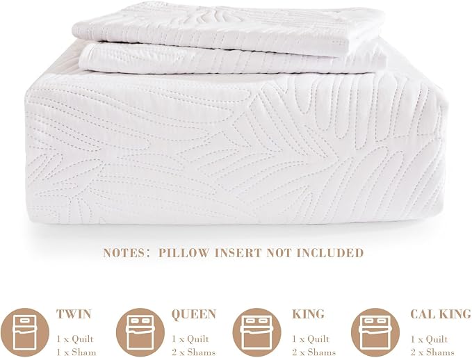 Exclusivo Mezcla Queen Quilt Bedding Set, Lightweight White Quilts Queen Full - Image 6