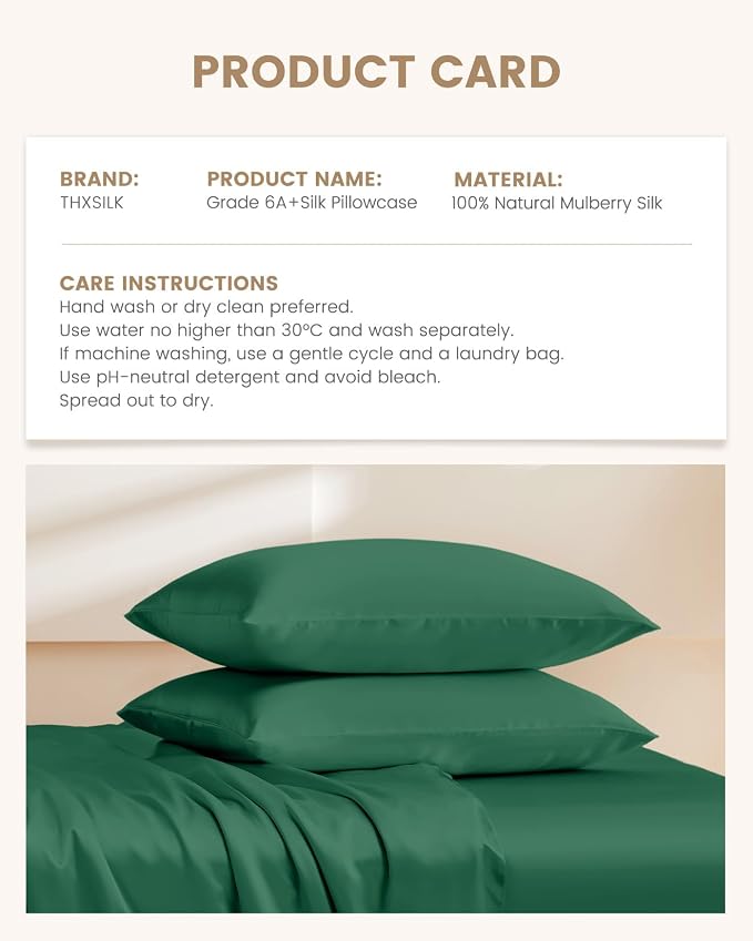 THXSILK Set of 2 100% Mulberry Silk Pillowcase - Image 8