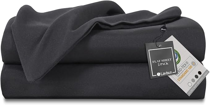 Lavisun Twin Flat Sheets Only, 2 Pack Soft Brushed Microfiber Bedding Sheets by Lavisun