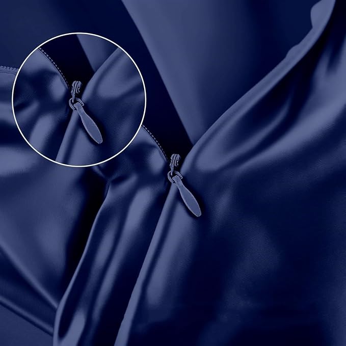 Navy Blue Silk Pillow Cases - Image 3