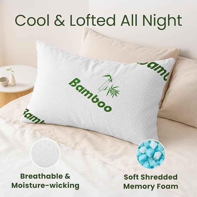 Memory Foam Pillows Queen Size Set of 2 - Image 2