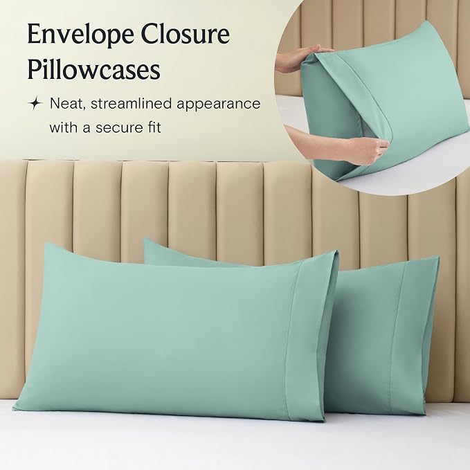 LuxClub 4 PC Queen Sheet Set, Breathable Luxury Bed Sheets, Deep Pockets 18" - Image 6