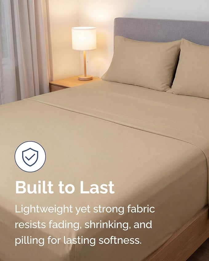 Lightweight 4 Piece Bed Sheet Set Full Size - Image 4