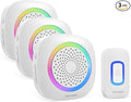 TECKNET Wireless Doorbell with 3 Portable Doorbells with RGB Light, Battery by Tecknet