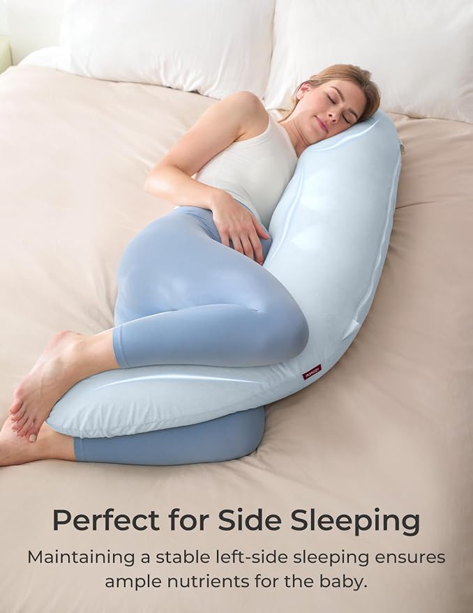 Momcozy Pregnancy Pillows for Side Sleeping, J Shaped Maternity Body Pillow for - Image 3