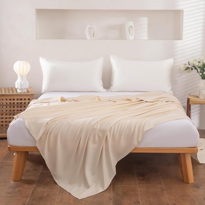 Queen Flat Sheet Only， 90x102Inch Beige - Image 2