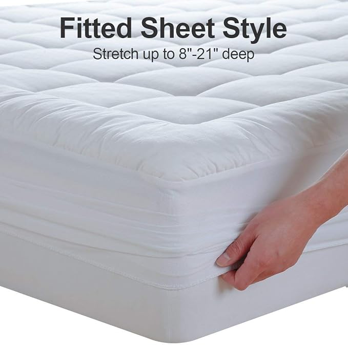 EASELAND OlympicQueen Mattress Pad Pillow Top Mattress Cover Quilted Fitted - Image 6