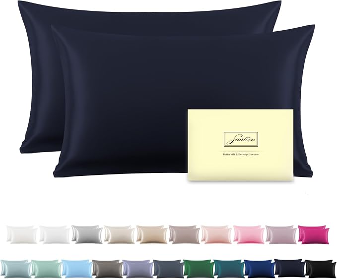 Silk Pillow Cases 2 Pack, Soft Breathable and Sliky Standard Size Pillow Cases by Suatien