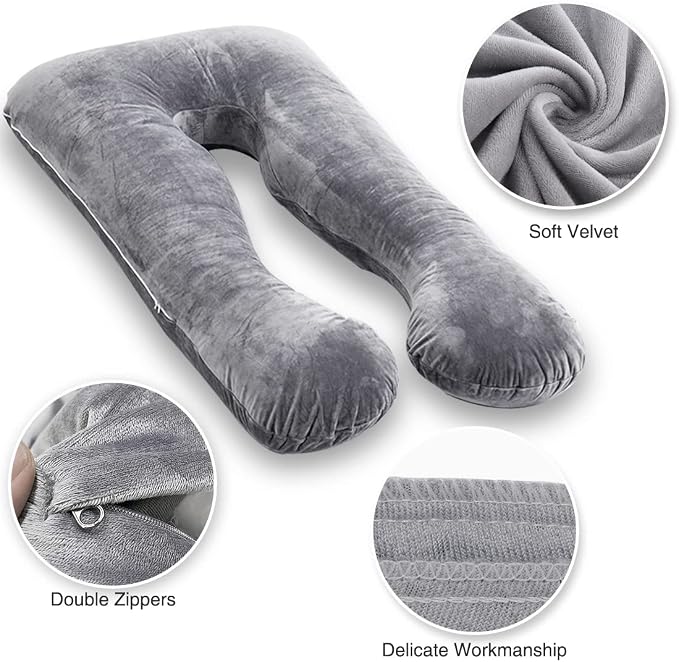 MOON PINE Pregnancy Pillow Cover, U Shaped Body Pillow Cover Only, Velvet - Image 3