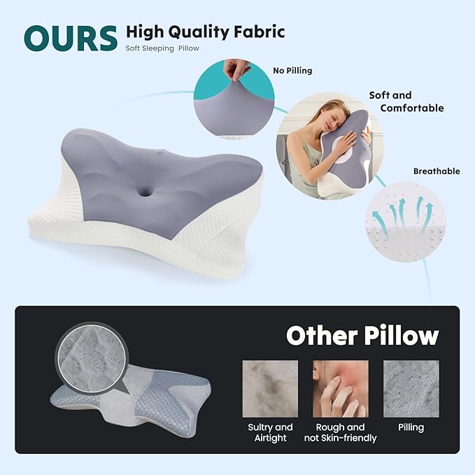 DUMOS Cervical Neck Pillow, Cooling Ergonomic Memory Foam Pillows - Image 2