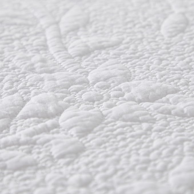 Brandream White Quilt Set King Size Quilt Bedding Set Cotton Luxury Matelasse - Image 9